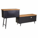 Sideboard Alexandra House Living Brown Black Grey Iron Rattan Fir wood 42 x 90 x 202 cm-4