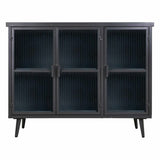 Sideboard Alexandra House Living Brown Black Grey Glass Iron Fir wood 33 x 79 x 102 cm-6