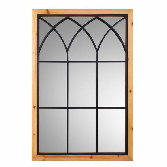 Wall mirror Alexandra House Living Black Metal Fir wood 2 x 90 x 60 cm-0