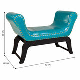 Bench Alexandra House Living Blue Polyurethane MDF Wood 40 x 65 x 90 cm-1