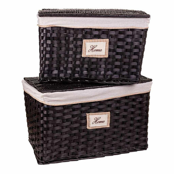 A set of two trunks Alexandra House Living Dark brown Willow wood 46 x 46 x 76 cm-0