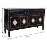 Sideboard Alexandra House Living Black Metal Glass Fir wood 38 x 80 x 140 cm-1