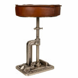 Stool Alexandra House Living Brown Leather Wood Iron 36 x 50 x 36 cm-5