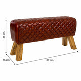 Bench Alexandra House Living Leather Mango wood 46 x 35 x 89 cm-1