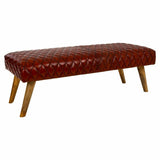 Bench Alexandra House Living Leather Mango wood 53 x 38 x 115 cm-0