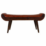 Bench Alexandra House Living Leather Mango wood 51 x 38 x 125 cm-5