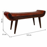 Bench Alexandra House Living Leather Mango wood 51 x 38 x 125 cm-1