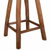 Stool Alexandra House Living Brown Leather Mango wood 78 x 41 x 41 cm-2