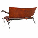 Bench Alexandra House Living Leather Iron Mango wood 71 x 76 x 127 cm-4