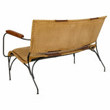 Bench Alexandra House Living Leather Iron Mango wood 71 x 76 x 127 cm-3