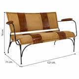 Bench Alexandra House Living Leather Iron Mango wood 71 x 76 x 127 cm-1