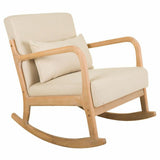 Rocking chair Alexandra House Living Cream Rubber Cotton Linen Wood 88 x 78 x 66 cm-0