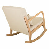 Rocking chair Alexandra House Living Cream Rubber Cotton Linen Wood 88 x 78 x 66 cm-6