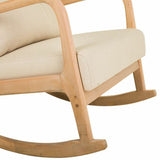 Rocking chair Alexandra House Living Cream Rubber Cotton Linen Wood 88 x 78 x 66 cm-5