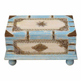 Chest Alexandra House Living Blue Mango wood 28 x 27 x 50 cm Traditional style-0