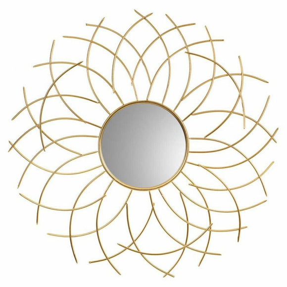 Wall mirror Alexandra House Living Golden Metal Glass 3 x 89 x 89 cm-0