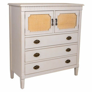 Chest of drawers Alexandra House Living White Rattan Fir wood MDF Wood 36 x 90 x 82 cm-0