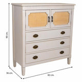 Chest of drawers Alexandra House Living White Rattan Fir wood MDF Wood 36 x 90 x 82 cm-3