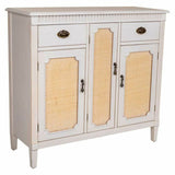 Sideboard Alexandra House Living White Rattan Fir wood 36 x 88 x 95 cm-0