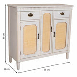 Sideboard Alexandra House Living White Rattan Fir wood 36 x 88 x 95 cm-5