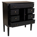 Chest of drawers Alexandra House Living Black Rattan Fir wood MDF Wood 38 x 90 x 85 cm-7