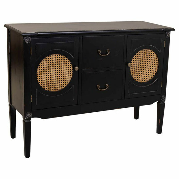 Sideboard Alexandra House Living Black Rattan Fir wood 40 x 78 x 106 cm-0