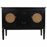 Sideboard Alexandra House Living Black Rattan Fir wood 40 x 78 x 106 cm-6