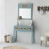 Hall Table with Drawers Alexandra House Living Blue Rattan Fir wood MDF Wood 33 x 77 x 90 cm-7