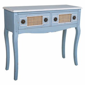 Hall Table with Drawers Alexandra House Living Blue Rattan Fir wood MDF Wood 33 x 77 x 90 cm-0