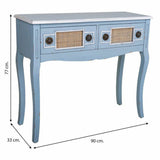 Hall Table with Drawers Alexandra House Living Blue Rattan Fir wood MDF Wood 33 x 77 x 90 cm-4