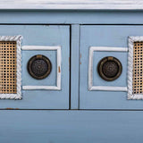 Hall Table with Drawers Alexandra House Living Blue Rattan Fir wood MDF Wood 33 x 77 x 90 cm-1