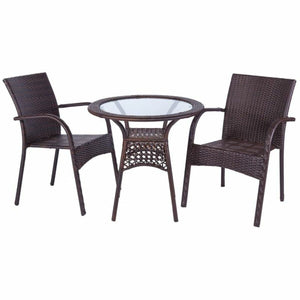 Table set with 2 chairs Alexandra House Living Brown-0