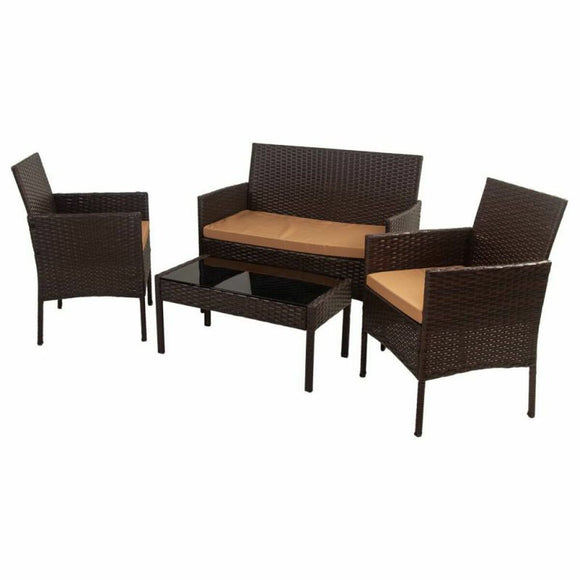 Table Set with 2 Armchairs Alexandra House Living Brown 4 Pieces-0