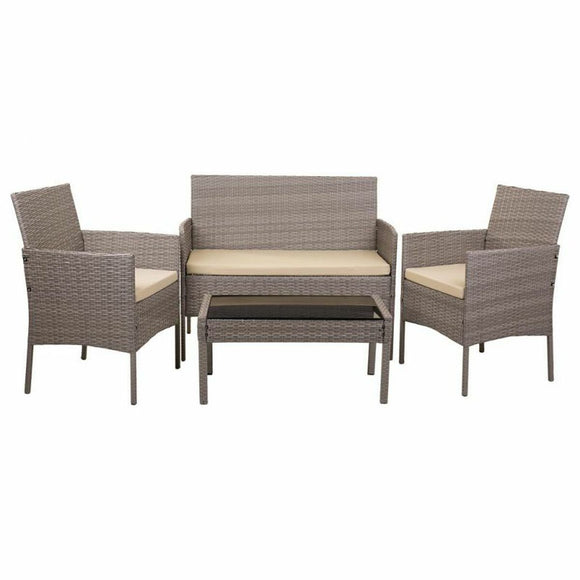 Table Set with 2 Armchairs Alexandra House Living Grey 4 Pieces-0