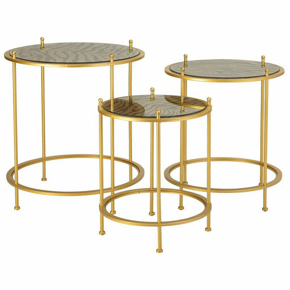 Set of 3 tables Alexandra House Living Gold 53 x 60 x 53 cm-0