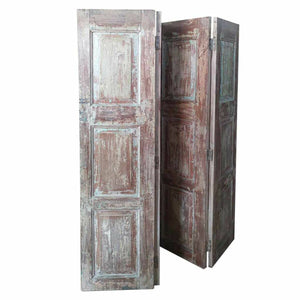 Folding screen Alexandra House Living Brown Acacia Mango wood 3 x 178 x 182 cm Traditional style-0