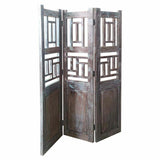 Folding screen Alexandra House Living Brown Acacia Mango wood 3 x 176 x 114 cm Traditional style-0