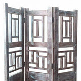 Folding screen Alexandra House Living Brown Acacia Mango wood 3 x 176 x 114 cm Traditional style-3