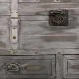 Chest Alexandra House Living Grey PVC Wood Metal 45 x 45 x 90 cm Estilo vintage-1