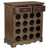 Bottle rack Alexandra House Living Brown Wood Metal 31 x 69 x 63 cm Furniture 2 drawers 16 bottles-6