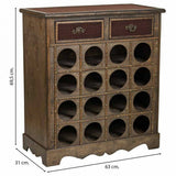 Bottle rack Alexandra House Living Brown Wood Metal 31 x 69 x 63 cm Furniture 2 drawers 16 bottles-4