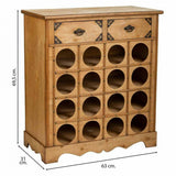 Bottle rack Alexandra House Living Brown Wood Metal 31 x 69 x 63 cm Furniture 2 drawers 16 bottles-3