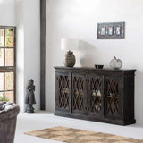 Sideboard Alexandra House Living Black Glass Mango wood 40 x 100 x 170 cm-7