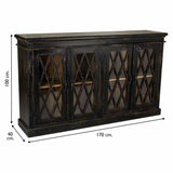 Sideboard Alexandra House Living Black Glass Mango wood 40 x 100 x 170 cm-4