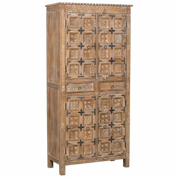 Cupboard Alexandra House Living Brown Mango wood 93 x 192 x 45 cm Traditional style-0