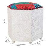 Stool Alexandra House Living White Mango wood 46 x 41 x 46 cm-4