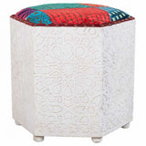 Stool Alexandra House Living White Mango wood 46 x 41 x 46 cm-3