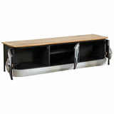 Sideboard Alexandra House Living White Natural Navy Blue Metal Mango wood 50 x 50 x 183 cm-7