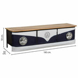 Sideboard Alexandra House Living White Natural Navy Blue Metal Mango wood 50 x 50 x 183 cm-5