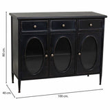 Sideboard Alexandra House Living Black Metal Glass 40 x 80 x 100 cm-6